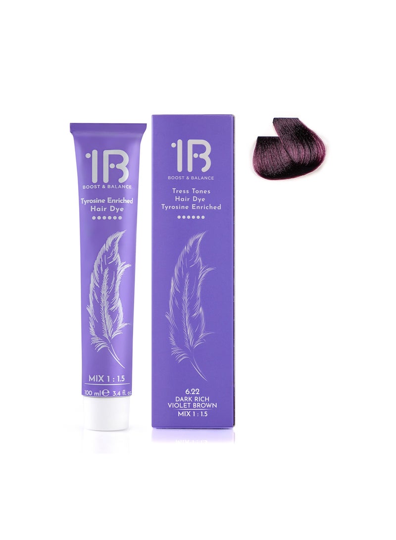 1B Hair Color Cream #6.22 Dark Rich Violet Blonde – Permanent Cool-Toned Blonde Hair Dye with Tress Tones Tyrosine Complex | 100ml | Intense Violet Pigment | Long-Lasting Reflective Color for Dark Blonde Hair - Image 2