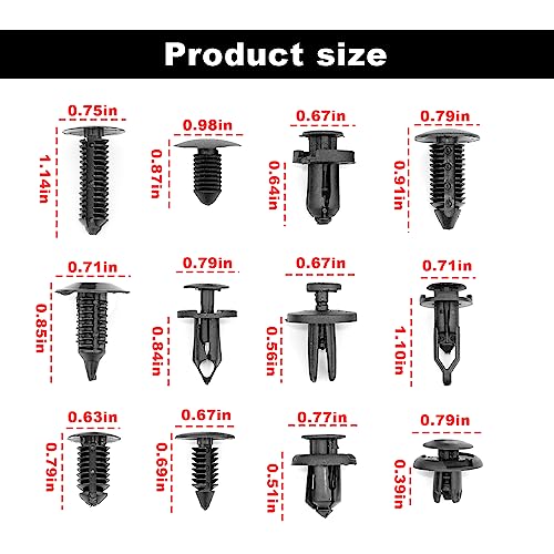 TOPCNOEM 240pcs Car Plastic Push Pin Rivet Fasteners, Car Retainer Clips Plastic Fasteners Kit with Remover Tool, Assortment Universal Retainer Clips Push Type Retainers Set in Case for Car, Most Popular Sizes - Image 2