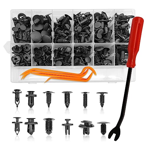 TOPCNOEM 240pcs Car Plastic Push Pin Rivet Fasteners, Car Retainer Clips Plastic Fasteners Kit with Remover Tool, Assortment Universal Retainer Clips Push Type Retainers Set in Case for Car, Most Popular Sizes - Image 1