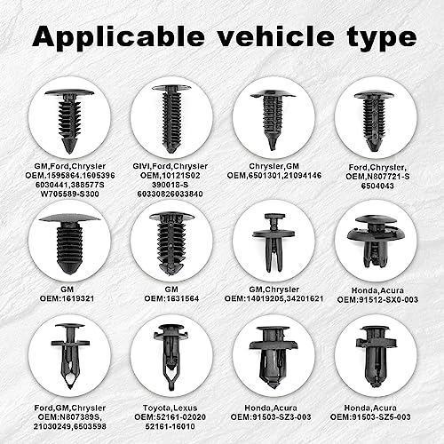 TOPCNOEM 240pcs Car Plastic Push Pin Rivet Fasteners, Car Retainer Clips Plastic Fasteners Kit with Remover Tool, Assortment Universal Retainer Clips Push Type Retainers Set in Case for Car, Most Popular Sizes - Image 4