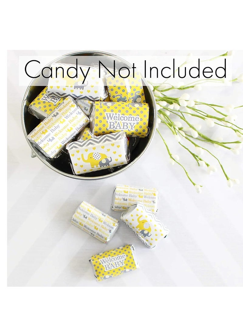 Yellow Elephant Baby Shower Mini Candy Bar Wrappers - 45 Stickers - Image 2