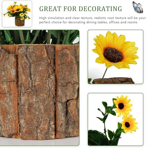 Lilithye Artificial Flowers Fake Silk Sunflower Flower in Planters Flower Vase Small Rustic Potted Flower Arrangements Artificial for Home Outdoors Tabletop Decor Set of 2 (Yellow) - Image 3