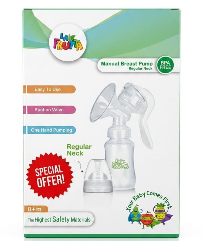 La Frutta Manual Breast Pump With Regular Neck, BPA FREE, Easy to use (M:0+) - Image 3