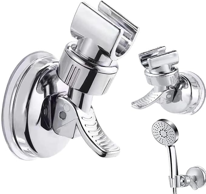 DREWIT STAR Adjustable Shower Head Holder Bathroom Chrome Wall Mount Strong Suction Handheld Universal Wall Mounted Bracket, No Drilling Required - Image 3