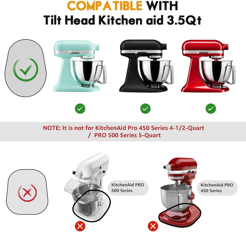 حصيرة منزلقة للخلاط من الخيزران لـ Tilt Head Kitchen Aid 4.5-5 Qt Stand Mixer، حصيرة منزلقة للأجهزة لـ Kitchenaid Artisan 4.5-5 Qt، ملحقات تخزين سطح المطبخ صينية نقل الخلاط، أبيض - Image 3