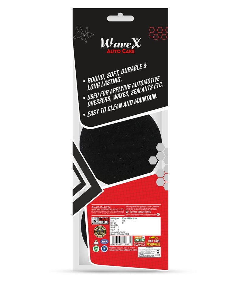 WAVEX موزع إسفنجي فائق النعومة من ويفكس لتزيين الإطارات (عبوة من 3 سوداء) - Image 2