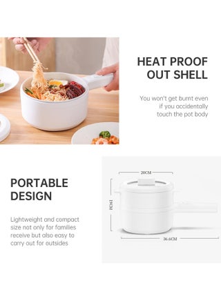 Electric Hot Pot with Steamer & Temperature Control, Non-Stick Pan Food Steamers 700W, 2L Multifunctional Electric Pot for Cooking, With Dual Power Adjustment, Automatic Power Off - view 5