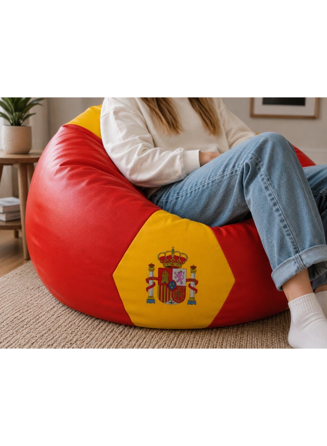 Fatbag Spain Football Style Bean Bag | Spain Flag Print | Faux Leather | Filled Bean Bag for Kids & Adults - Image 1