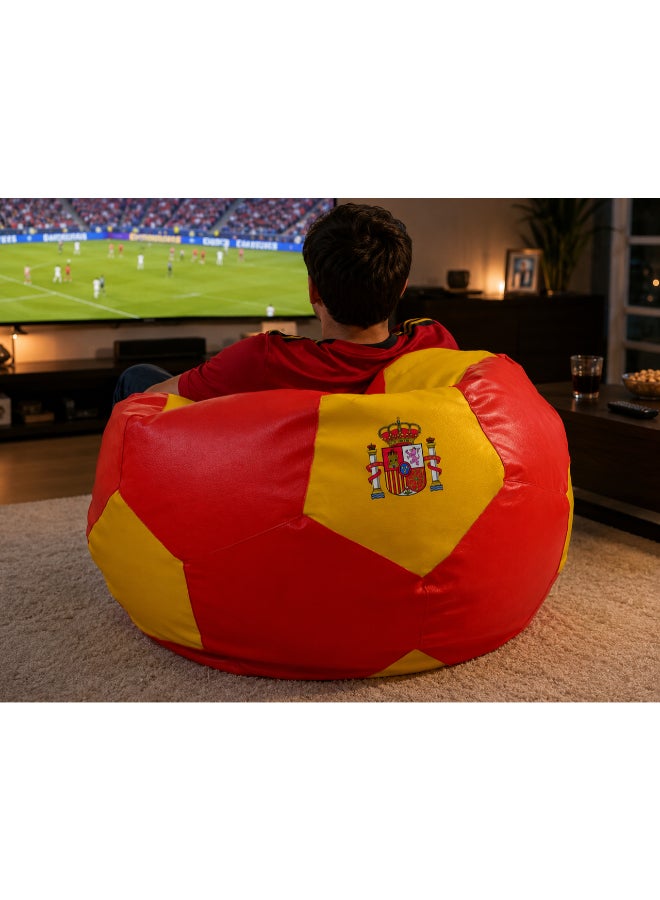 Fatbag Spain Football Style Bean Bag | Spain Flag Print | Faux Leather | Filled Bean Bag for Kids & Adults - Image 4