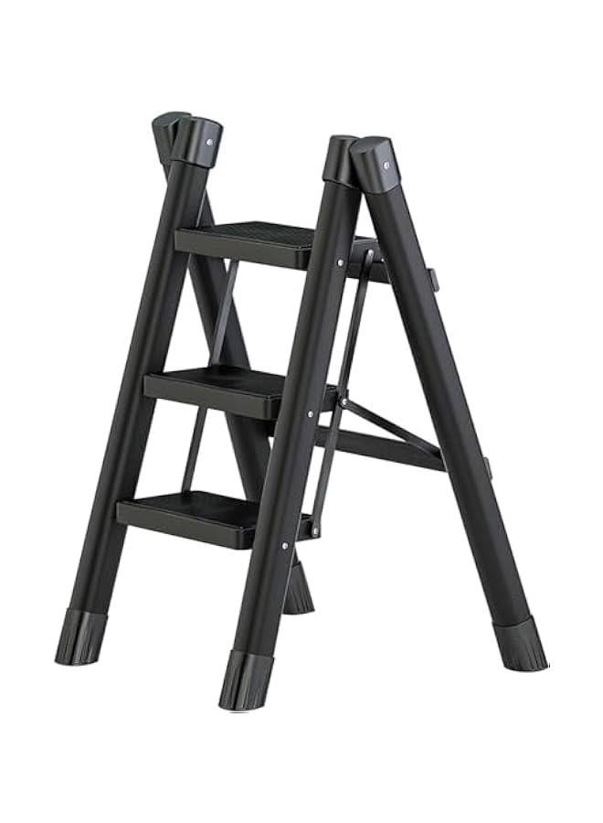 MIXDE 3 Step Ladder Folding Step Stool with Wide Anti-Slip Pedal, Portable Sturdy Steel Step Ladders 300lbs Capacity Lightweight for Kitchen Household and Office - Image 1