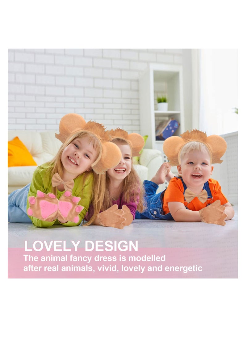 5-Piece Kids Lion Costume Set: Headband, Tail, Bow Tie, Gloves, and Tutu Skirt for Animal Cosplay, Christmas Parties, and Stage Performances. Perfect for Fun Dress-Up!  - Image 5