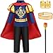 GC Boys King Prince Charming Costume with Cape Kids Royal Dress Up Outfits Halloween Cosplay Role Play Birthday Gifts - Image 3