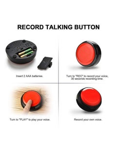 Neutral Recordable Button Record Talking Button Dog Buttons For Communication Talking Buttons For Dogs 30 Second Recording Buttons Sound Effect Button Game Buzzer (Red)  - Image 5