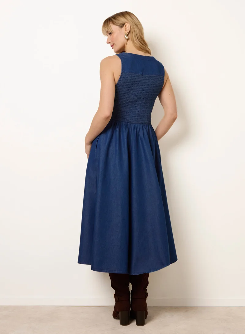 بلو فانيلا Zip Front Denim Dress