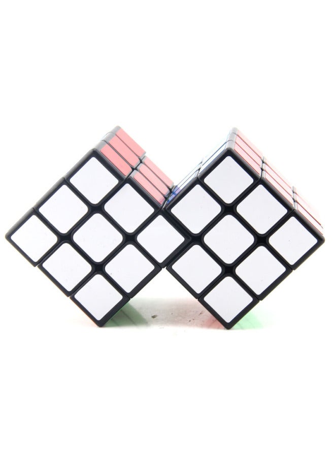 Intelligence Paradise DIY Two-piece Three-order Rubik's Cube Real Color 5.6cm2 Even 3-limited Turn 3-order Intelligence Toy Stitching-Color:2 Conjoined 3-stage Black 1  - Image 1