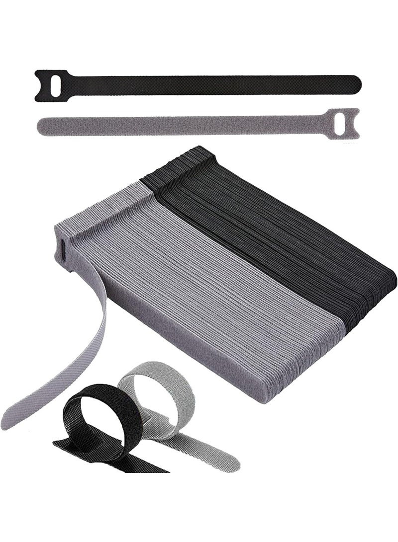 جوناريس ربطات كابلات قابلة لإعادة الاستخدام، مقاس 5 بوصات، أربطة أسلاك قابلة للتعديل، حزام إدارة الكابلات، منظم الكابلات، 30 قطعة، ربطات أسلاك، منظم أسلاك (رمادي-أسود) - Image 1