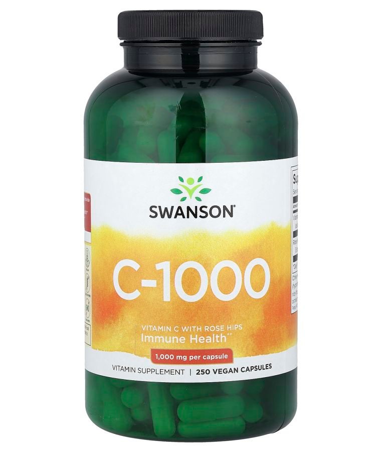 SWANSON C-1000 Vitamin C With Rose Hips 250 Vegan Capsules