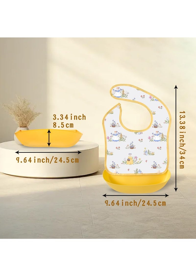 DOOKOO Baby Bibs set of 3 for Babies u0026 Toddlers (6-24 months) Waterproof Soft Durable Adjustable Baby Feeding Bibs for Eating with Detachable Pocket Food Catcher - Image 5