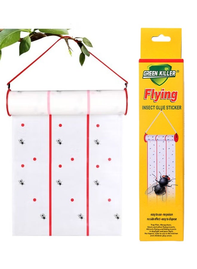 GREEN KILLER Eco-Friendly Flying Insect Glue Trap, Sticky Fly Paper Strips with Hanging Hooks, Sticky Fly Paper Strips Indoor for Gnats Mosquitoes, Safe, Non-toxic - 25cm*4m - Image 1