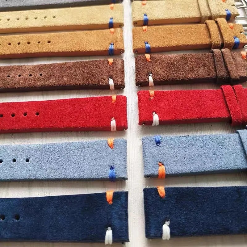 Bluejw Quick Release Watch Band Replacement – Genuine Vintage Gray Suede Leather Wristband with Handmade Stitching for 20mm & 22mm Watches - Image 3