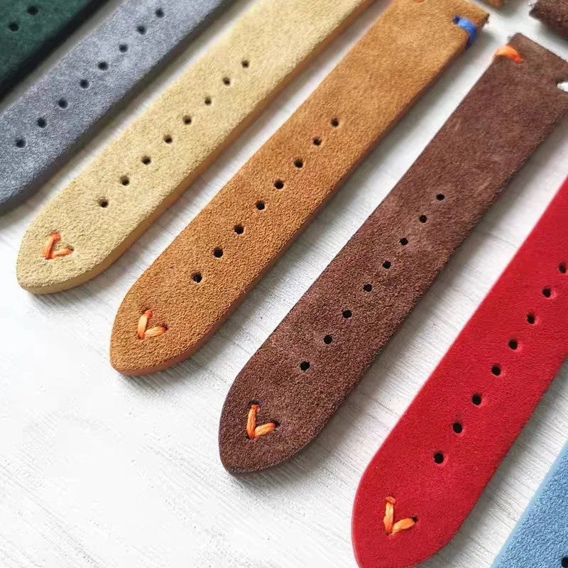Bluejw Quick Release Watch Band Replacement – Genuine Vintage Gray Suede Leather Wristband with Handmade Stitching for 20mm & 22mm Watches - Image 4