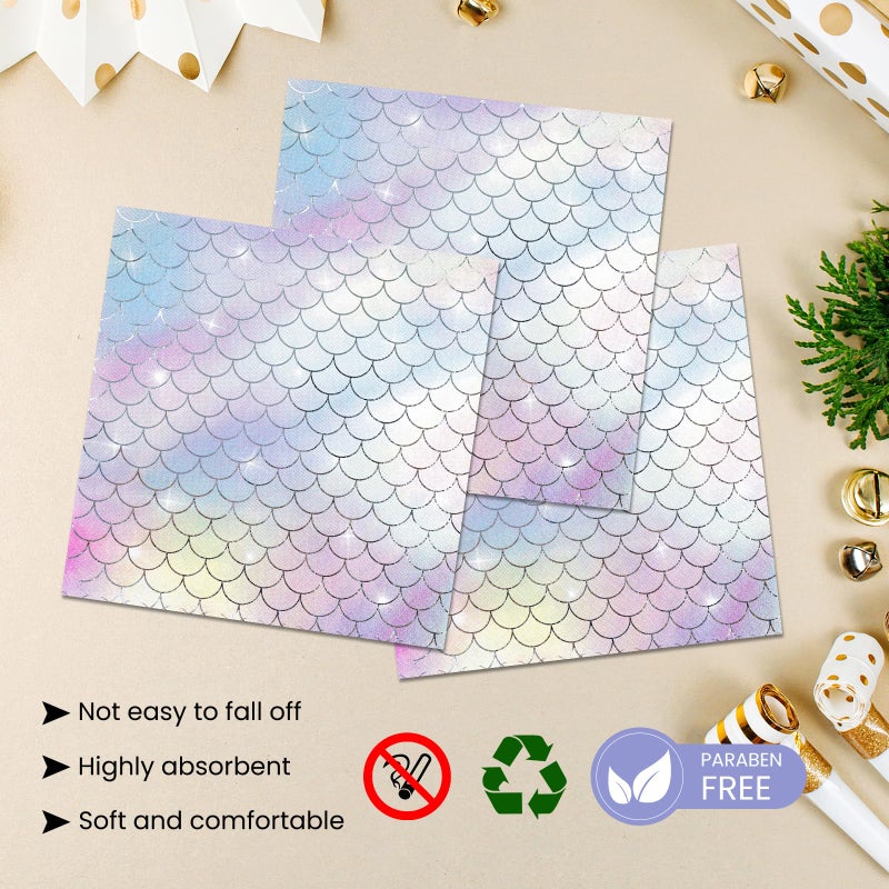 KFJBPB 40 Pcs Iridescent Mermaid Plates and Napkins Party Supplies, Seashell Disposable Paper Plates and Napkins Tableware Set for Mermaid Baby Shower Birthday Party Decorations Serves 20 - Image 4