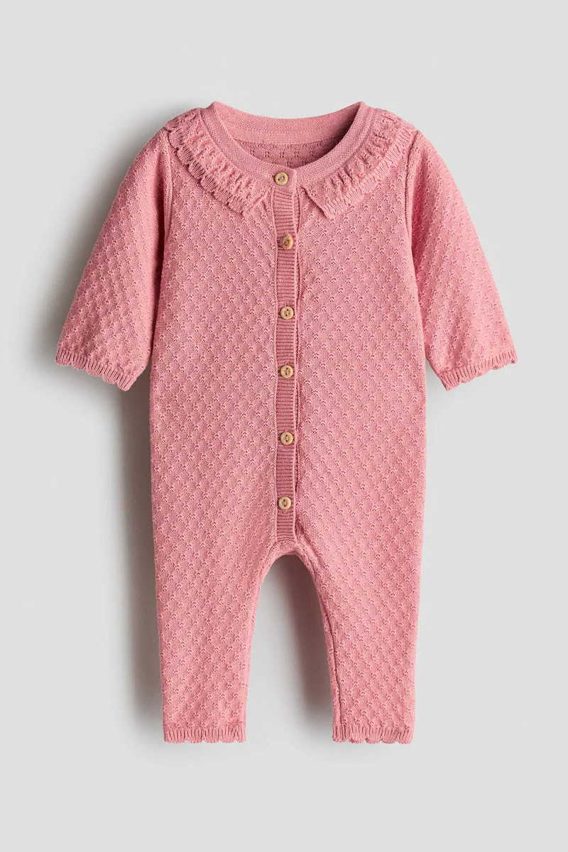 H&M Textured-knit cotton romper suit