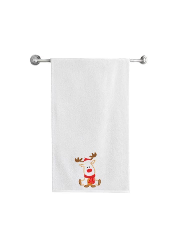 BYFT Embroidered For You (White) Luxury (Reindeer with Scarf) Personalized Bath Towel (70 x 140 Cm-Set of 1) 100% Cotton, Highly Absorbent and Quick dry Bath Linen-600 Gsm  - Image 1