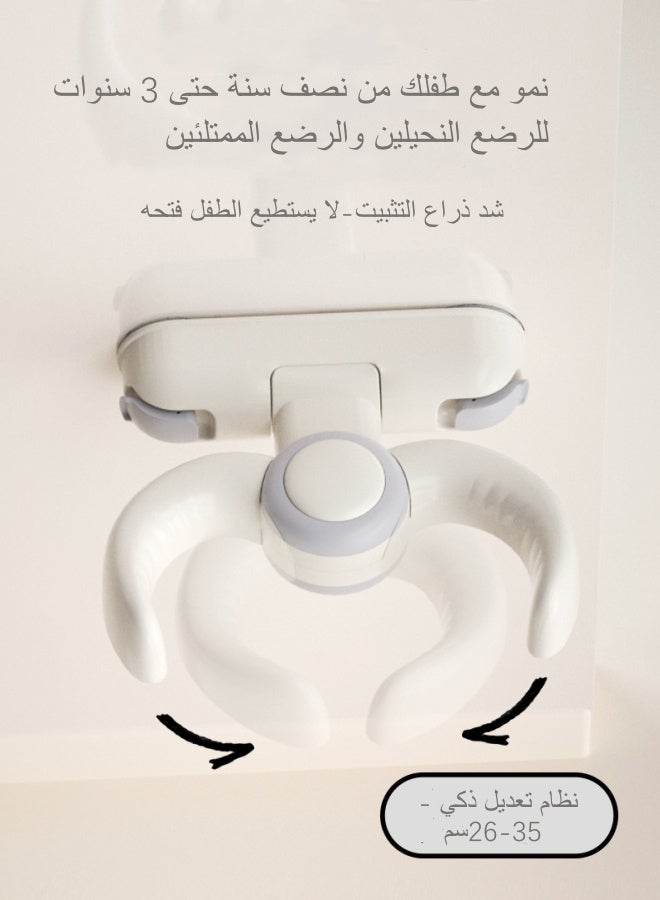 حامل دش استحمام أطفال مثبت على الحائط قابل للطي مع ممصات تثبيت بدون حفر - إكسسوار آمن للرضع والأطفال، عملي ويوفر مساحة في الحمام - Image 4