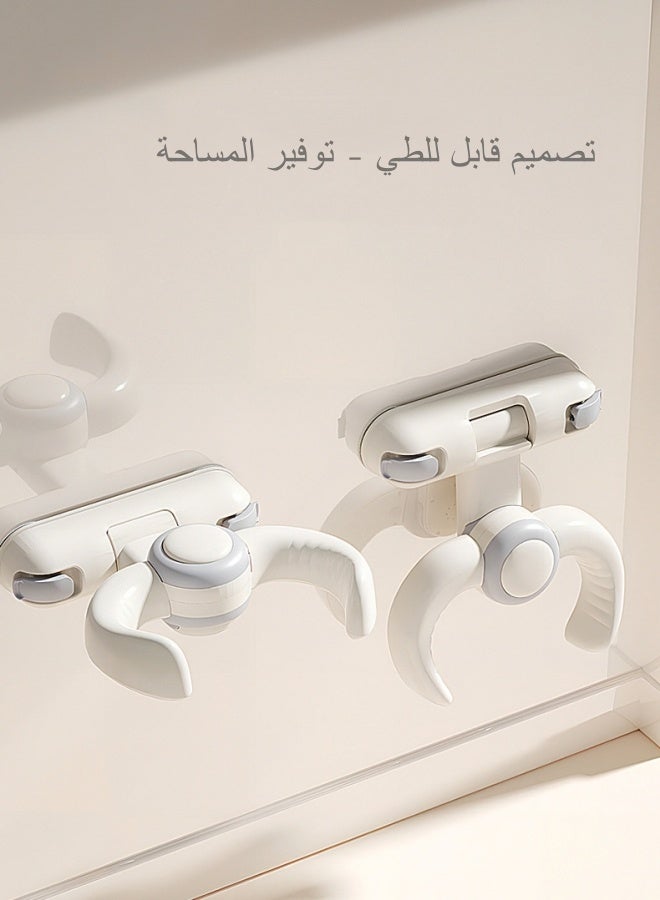 حامل دش استحمام أطفال مثبت على الحائط قابل للطي مع ممصات تثبيت بدون حفر - إكسسوار آمن للرضع والأطفال، عملي ويوفر مساحة في الحمام - Image 2