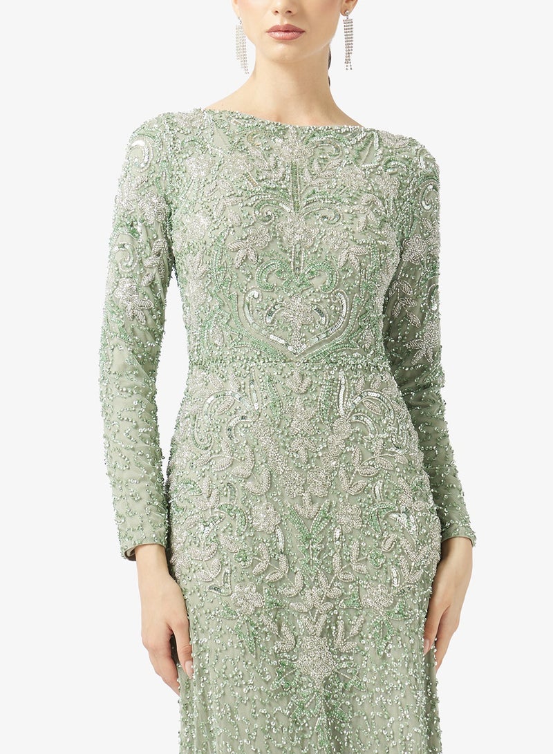 MARYISA Boat Neck Embellished Maxi Dress - Image 4