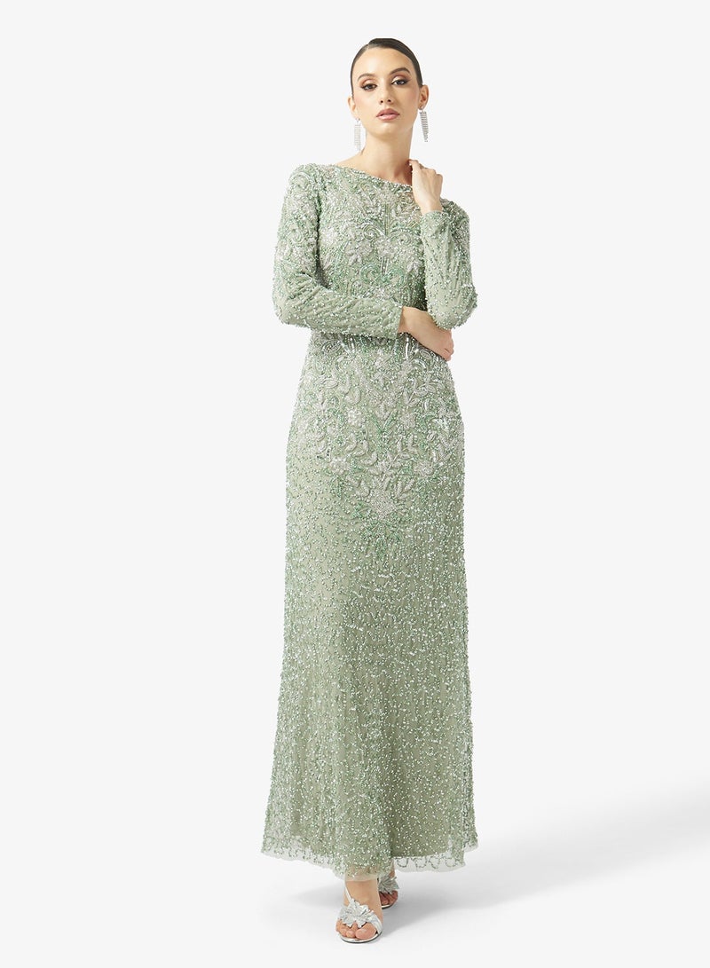 MARYISA Boat Neck Embellished Maxi Dress - Image 5