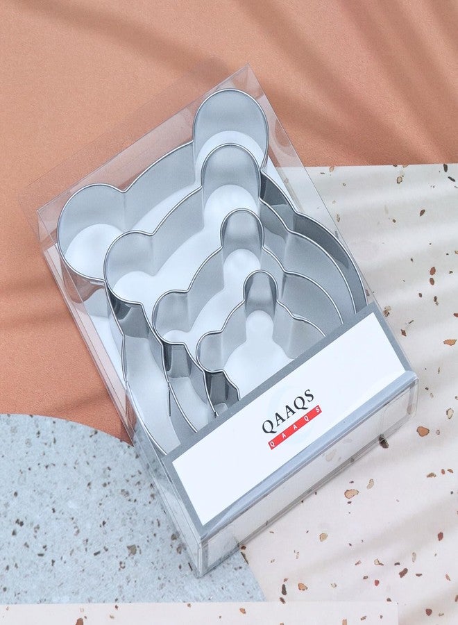 QAAQS Bear Cookie Cutter Set Large Small Mini - 5", 4", 3", 2" - 4 Piece - Stainless Steel - Image 5