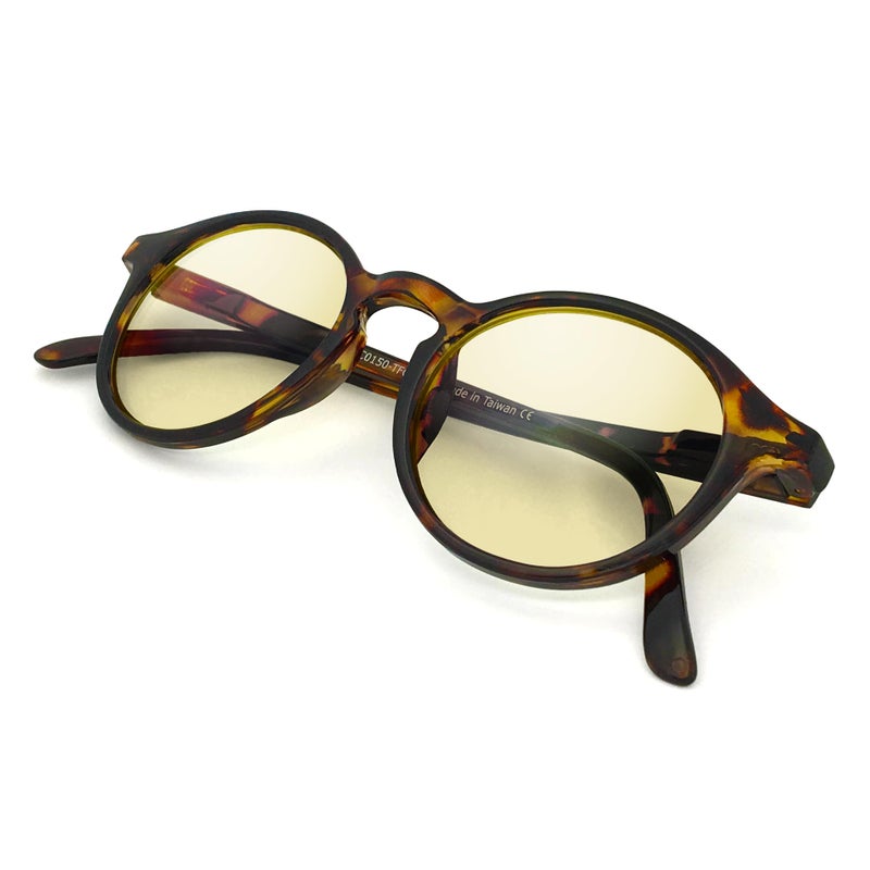 JS JS Blue Light Blocking Glasses for Women Men Anti Eyestrain Headache Glare 400UV from ComputerGamingTVPhones Mana HD lens Round Tortoise Shell Frame