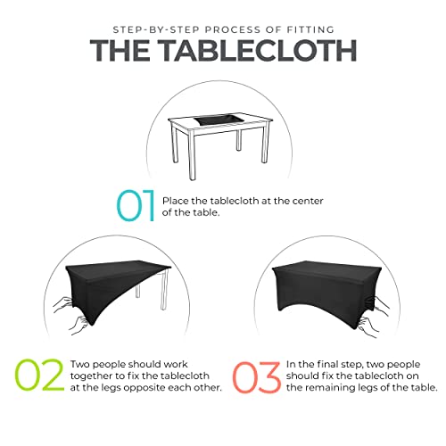 Utopia Kitchen Spandex Tablecloth 2 Pack [6FT, Black] Tight, Fitted, Washable and Wrinkle Resistant Stretch Rectangular Patio Table Cover for Event, Wedding, Banquet & Parties [72Lx30Wx30H Inch] - Image 3