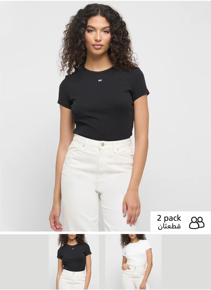 تومي جينز 2 Pack Of Logo Crew Neck T-Shirt