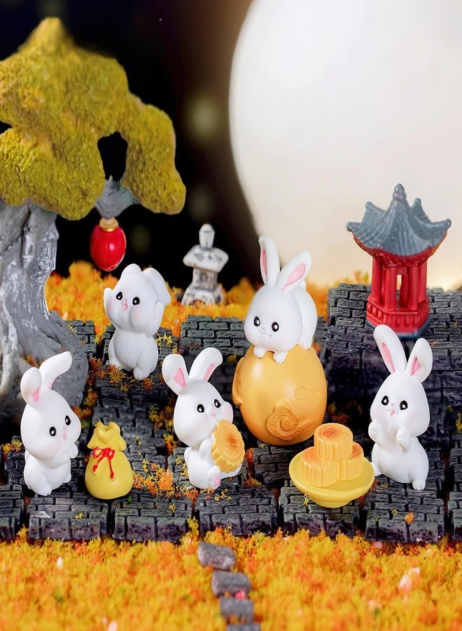 AUOCATTAIL 14PCS Mid-Autumn Festival Rabbit Mooncake Lantern Mini Animals Accessories Micro Landscape Decoration Ornament Resin Crafts - Image 2