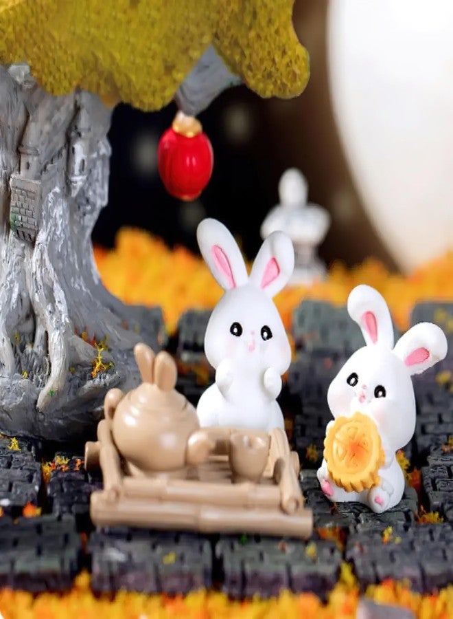 AUOCATTAIL 14PCS Mid-Autumn Festival Rabbit Mooncake Lantern Mini Animals Accessories Micro Landscape Decoration Ornament Resin Crafts - Image 5