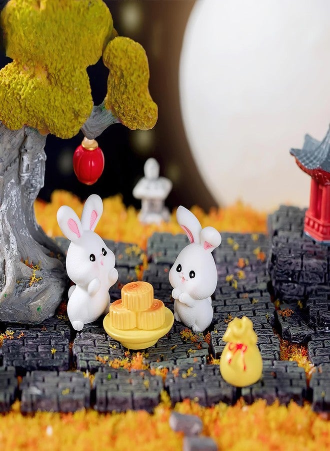 AUOCATTAIL 14PCS Mid-Autumn Festival Rabbit Mooncake Lantern Mini Animals Accessories Micro Landscape Decoration Ornament Resin Crafts - Image 4