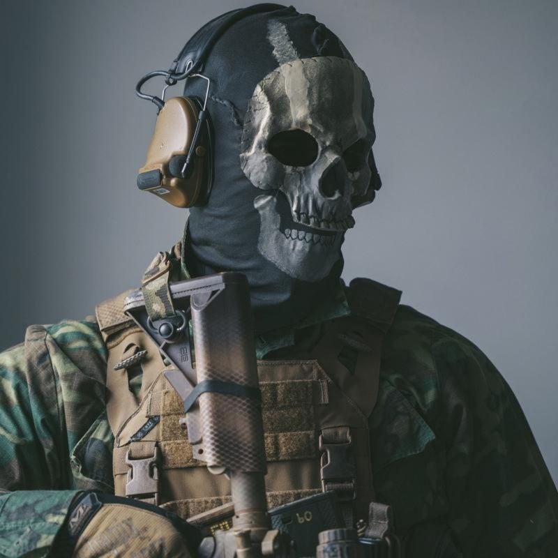 Skull Ghost Mask: 18*28CM Black Latex & Cloth, Ultimate Immersion - Lightweight 120g Design, Tactical Cosplay Mask for Adult Gaming, Halloween & Roleplay Sessions - Image 2
