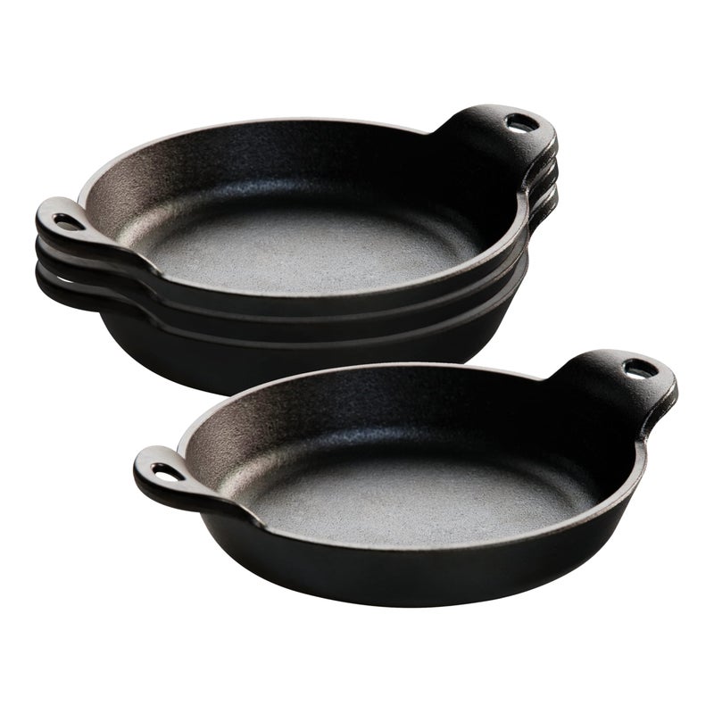 Lodge Round Cast Iron Mini Server - Heat-Treated - Perfect Size for Dips, Desserts & Appetizers - Great for Home & Restaurant Use - 9 Ounce (Pack of 4) - Image 1