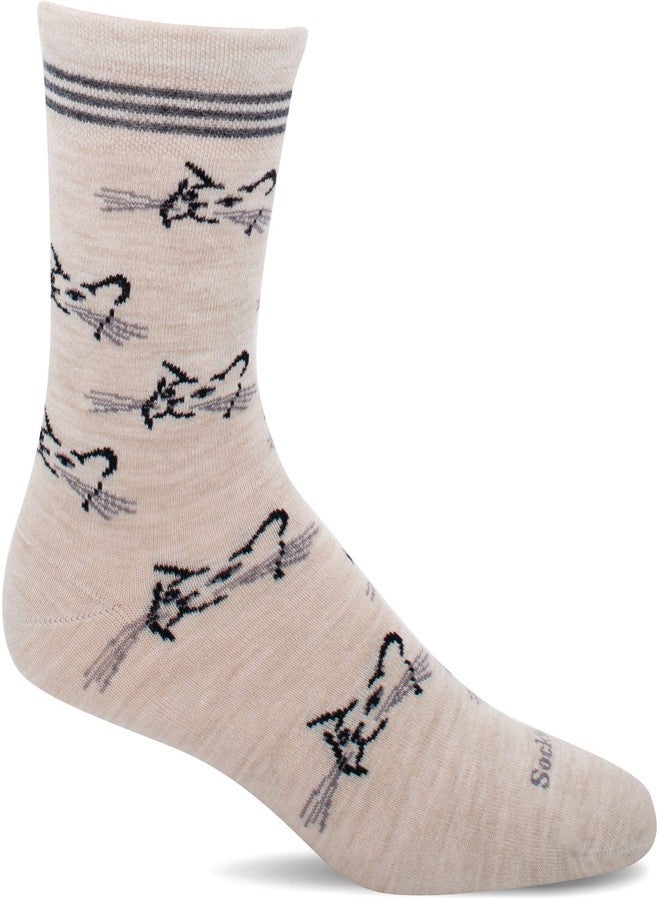 Sockwell Women's Cuddle Kitty Crew Sock, Barley - S/M