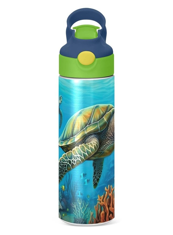 Kigai Sea Turtle Kids Water Bottle,Vacuum Insulated Bottles with Straw Lid,Leakproof Stainless Steel Bottles for Girls and Boys - Image 2