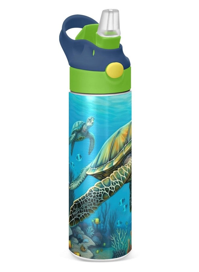 Kigai Sea Turtle Kids Water Bottle,Vacuum Insulated Bottles with Straw Lid,Leakproof Stainless Steel Bottles for Girls and Boys - Image 1