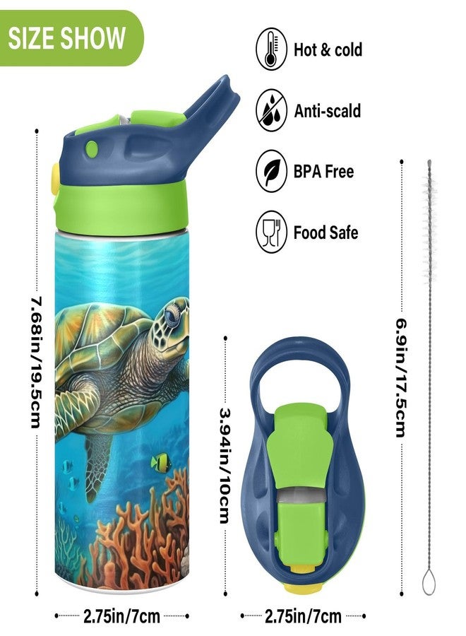 Kigai Sea Turtle Kids Water Bottle,Vacuum Insulated Bottles with Straw Lid,Leakproof Stainless Steel Bottles for Girls and Boys - Image 3