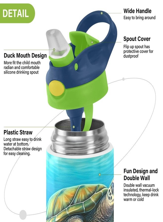Kigai Sea Turtle Kids Water Bottle,Vacuum Insulated Bottles with Straw Lid,Leakproof Stainless Steel Bottles for Girls and Boys - Image 4
