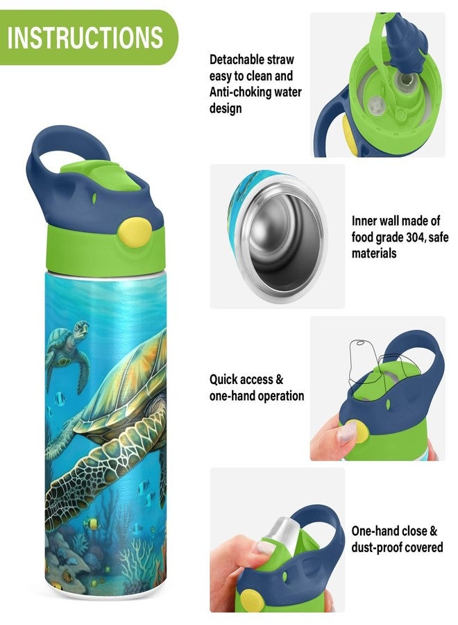 Kigai Sea Turtle Kids Water Bottle,Vacuum Insulated Bottles with Straw Lid,Leakproof Stainless Steel Bottles for Girls and Boys - Image 5