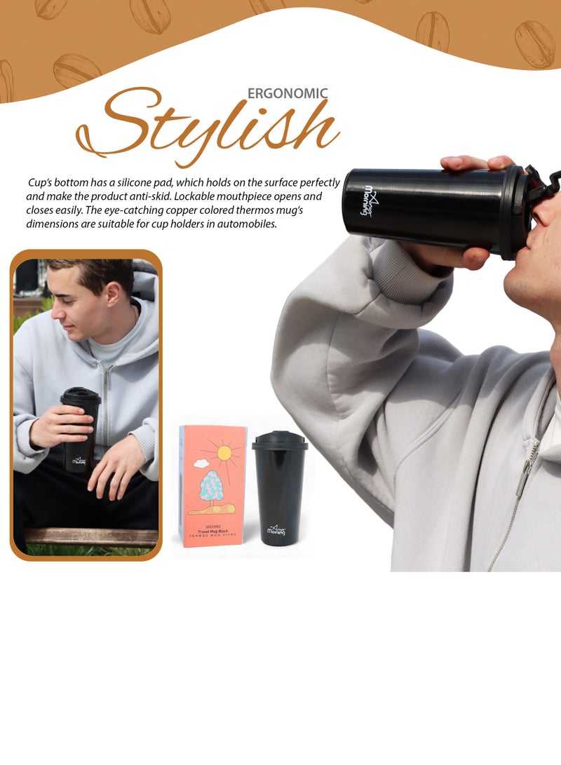 Any Morning Stainless Steel Coffee Tumbler, Black - Image 5