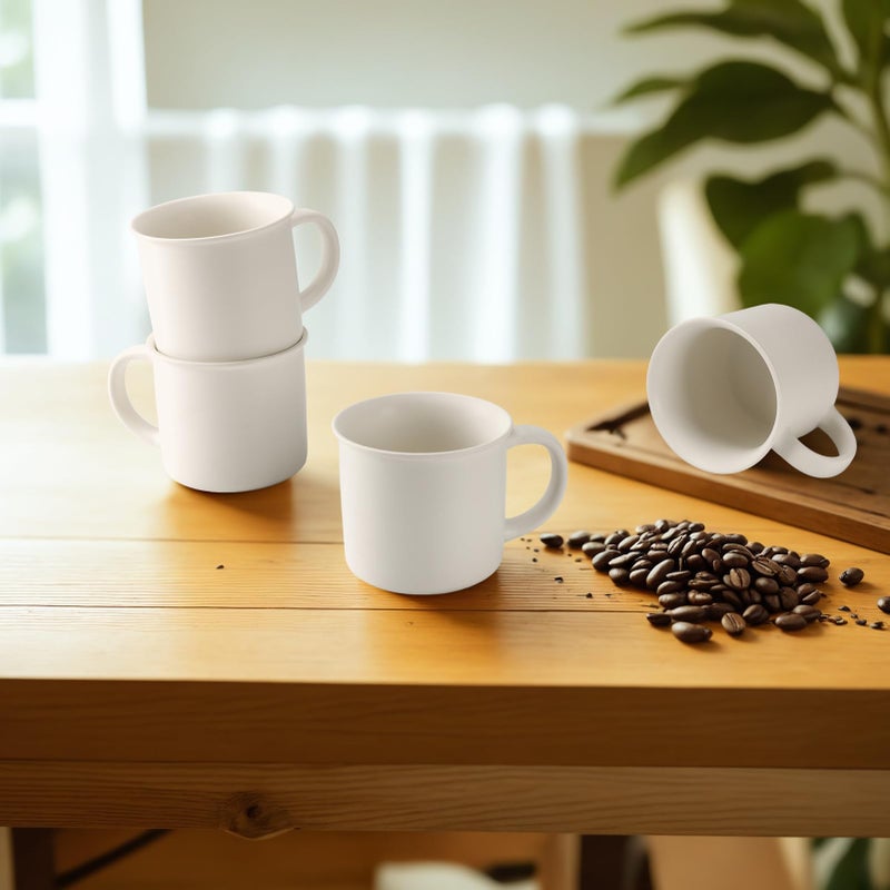 MEBRUDY Ceramic Coffee Mugs Set of 4, 12 oz White Coffee Mug with Handle Microwave and Dishwasher Safe for Coffee, Hot Tea, Juice, Milk - Image 4