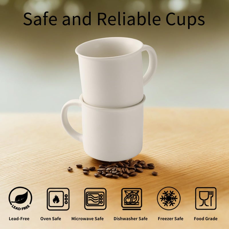 MEBRUDY Ceramic Coffee Mugs Set of 4, 12 oz White Coffee Mug with Handle Microwave and Dishwasher Safe for Coffee, Hot Tea, Juice, Milk - Image 2
